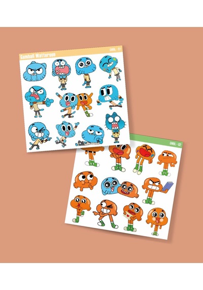 Gumball-darwin Watterson-çizgifilm Sticker Set 2li Parlak Kağıt- Çizgi Dizi Etiket Süsleme Mavi