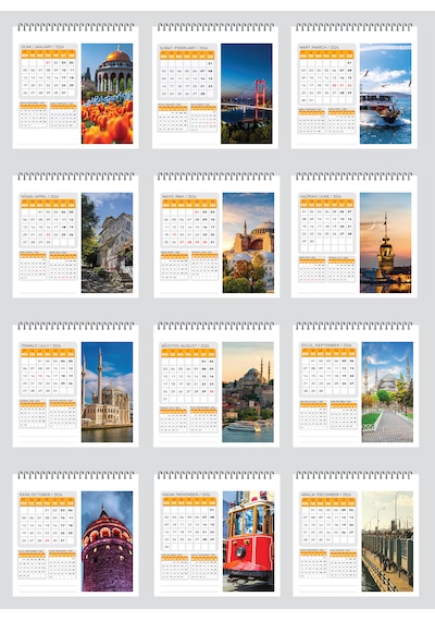 2026 İstanbul Manzara Masa Takvimi-16x15 Cm