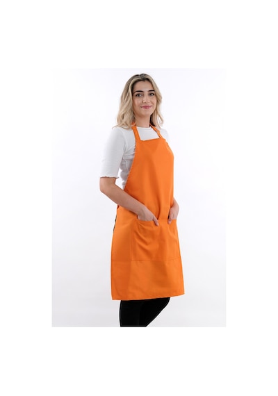 Simple 3lü Set Ayar Askılı Cepli Mutfak Önlüğü Seti 2 Eldiven Şef Garson Kafe Aşçı Barista Turuncu