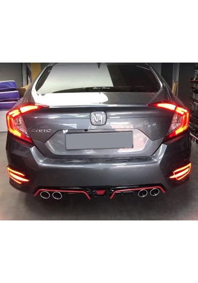 HONDA CİVİC FC5 4 EGZOZ KIRMIZI ŞERİTLİ DİFÜZÖR