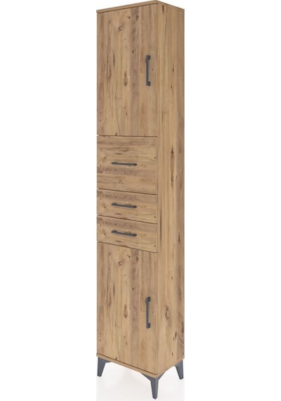 Arges Dolap 3 Raflı 5 Çekmeceli Tek Kapaklı 44x30x221 Aytaşı-çam Atlas Çam