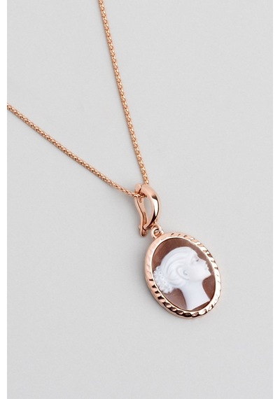 Cameo Italiano 18 Ayar Rose Altn Kaplama 50 Cm Gümüş Madalyon Kolye