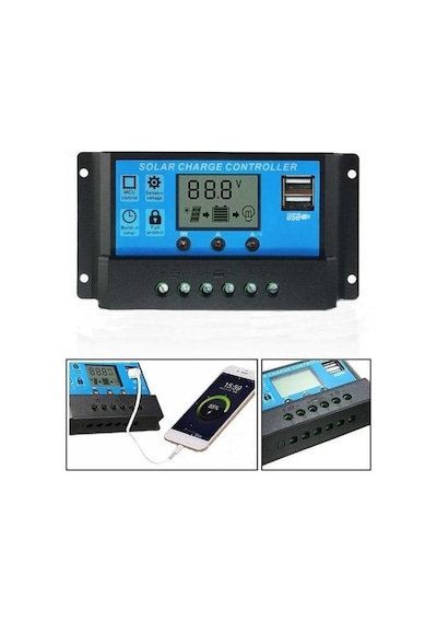 Solar 30 A Dijital Güneş Paneli 12 V 24 V Akü Şarj Kontrol Cihazı