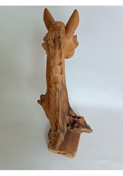 Dekoratif El Oyması Ahşap At Kafası 52x43x24cm (Teak Ağac-3)