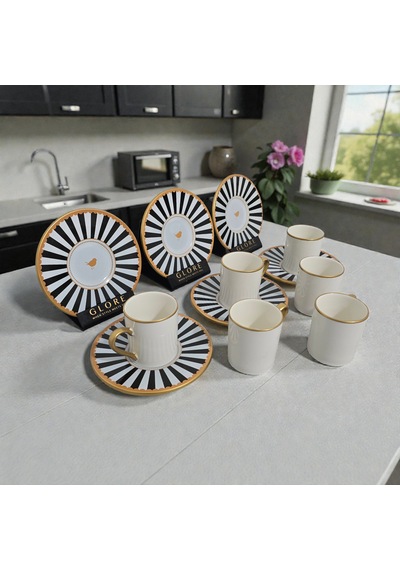 Sudedi Home Black Line 6 Kişilik Kahve Fincanı Takımı - 90 Ml Çok Renkli