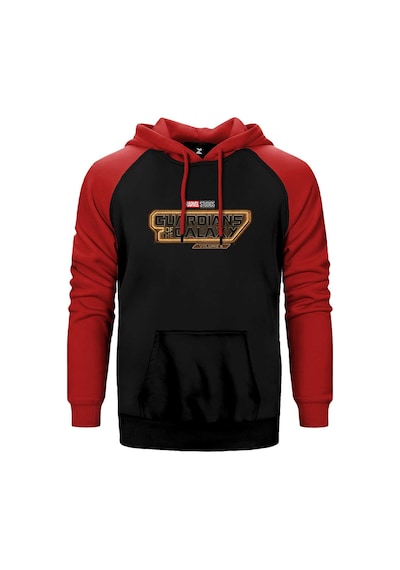 Galaksinin Koruyucuları Volume 3 Logo Kırmızı Renk Reglan Kol Kapşonlu Sweatshirt Kırmızı