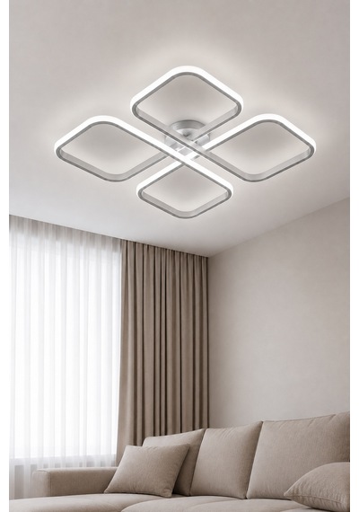 Nuvo Led Plafonyer Avize Beyaz Işık Gri
