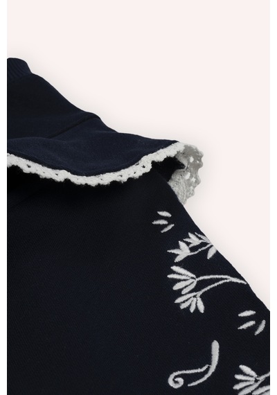 Kız Bebek Nakışlı Lacivert Sweatshirt Çok Renkli 2421GB08040