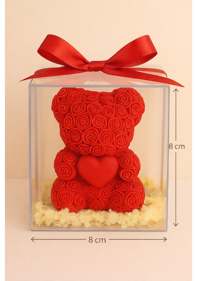 20'li Ayıcık Şeklinde Kokulu Mum Söz Nişan Baby Shower Hediyeliği Kırmızı