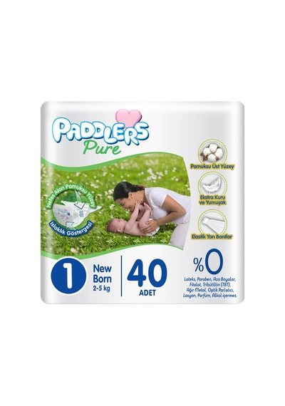 Pure 1 Numara Yenidoğan 2-5 Kg Ekonomi Paketi Bebek Bezi 1 X 40 Adet