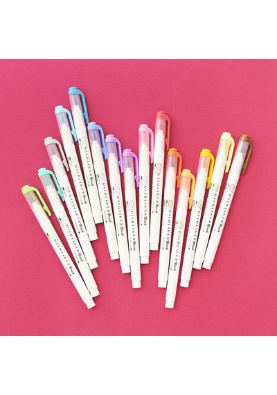 Zebra Mildliner Brush Fırça Uçlu Fosforlu Kalem 5'li Set N11.10754