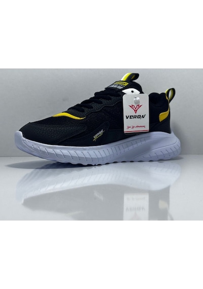 Veron 015 Siyah-sarı Günlük Bağcıklı Erkek Sneaker Ayakkabı Siyah