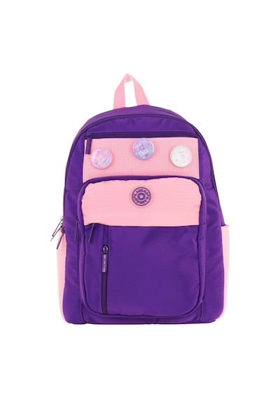 Kauko Holiday Kız Çocuk Altı Bölmeli Rozetli Okul Sırt Çantası - Mor Pembe - K1829 Mor - Pembe