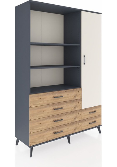 Hyperion Dolap 7 Raflı 6 Çekmeceli Tek Kapaklı 132x44x195 Antrasit-aytaşı/çam Aytası/atlas Çam Hyperion Dolap 7 Raflı 6 Çekmeceli Tek Kapaklı 132x44x195 Antrasit-aytaşı/çam Aytası/atlas Çam