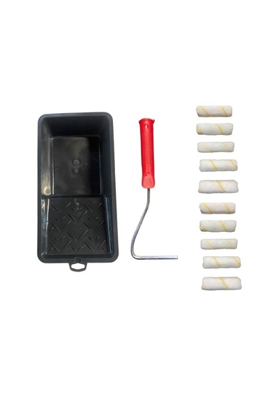 Ekonomik 10 Cm Saten Rulo 10 Yedek Başlık + Boyama Kabı Ve Rulo Sapı
