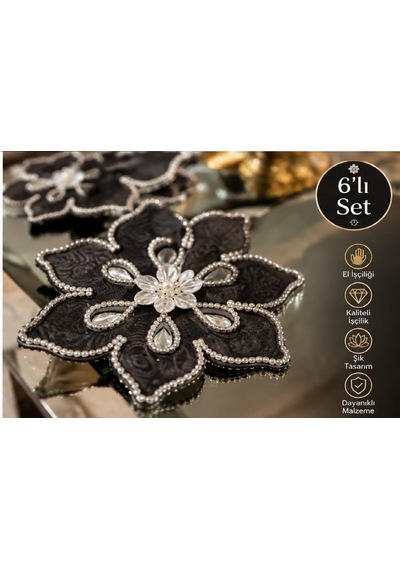 Kahve Sunum Pecetesi El Yapımı İnci Detaylı 15x15 Ölcü 6 Adet Renkli - Beyaz - Gold - Gümüş - Siyah Kahve Sunum Pecetesi El Yapımı İnci Detaylı 15x15 Ölcü 6 Adet Renkli - Beyaz - Gold - Gümüş - Siyah