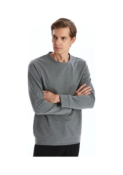 LC Waikiki Lc Waıkıkı Antrasit Bisiklet Yaka Uzun Kollu Erkek Sweatshirt