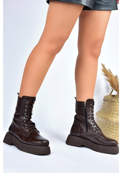 Fox Shoes Kahverengi Kalın Tabanlı Günlük Kadın Bot Postal L61013