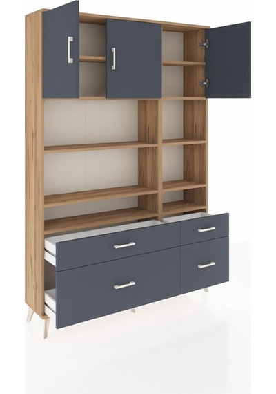 Arges Dolap 10 Raflı 4 Çekmeceli 3 Kapaklı 132x30x195 Çam-antrasit/antrasit Antrasıt/antrasıt Arges Dolap 10 Raflı 4 Çekmeceli 3 Kapaklı 132x30x195 Çam-antrasit/antrasit Antrasıt/antrasıt