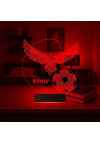 Luvivia Kartal Top Futbol Taraftar Hediye Kişiye Özel 3d Lamba - Masa Gece Lambası