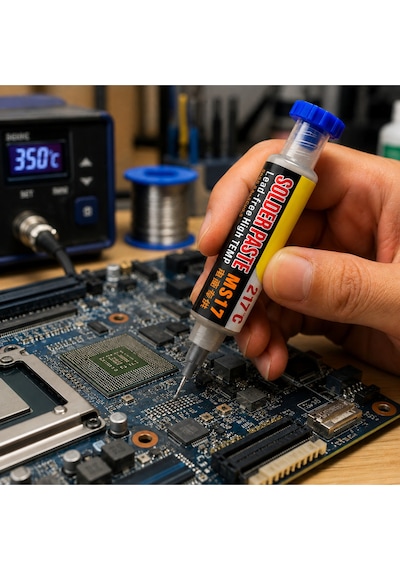 Ms17 Kurşunsuz Şırınga Krem Lehim Solder Paste 217 Derece 20g 7.5 Cm
