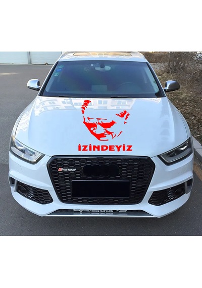 Atam İzindeyiz Atatürk Silüet Sticker - Araba Oto Motosiklet Karavan Cam Sticker - 00235 60X41 Cm