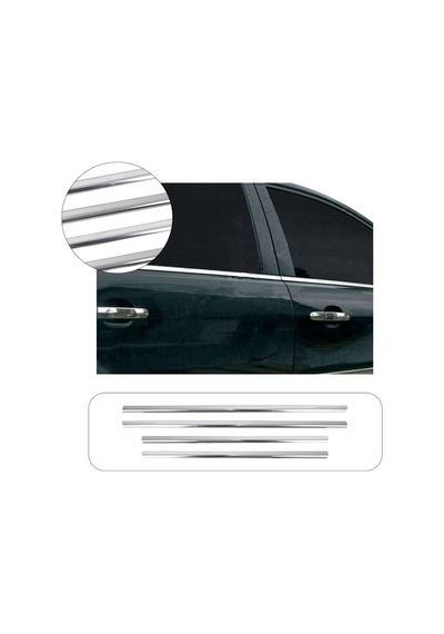 Ford Focus 2 Uyumlu 2005-2011 Krom Cam Çıtası 4 Parça Paslanmaz  Çelik