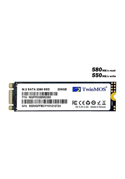 TWINMOS 256GB 580/550MB/s  M.2 2280 SATA 3.0  SSD NGFFEGBM2280