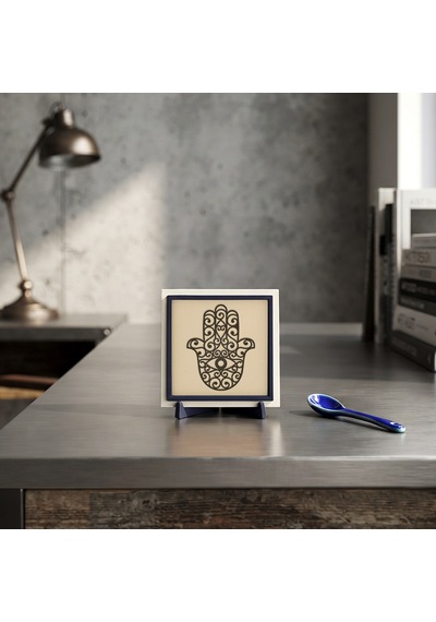 Estetik Hamsa Figürlü Dekoratif Parça, Ofis Ve Çalışma Alanları İçin Özel Tasarım 10x10 Cm