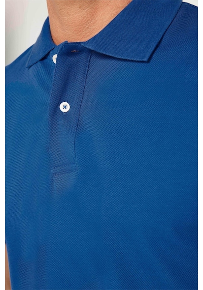 Tudors Erkek Slim Fit Dar Kesim %100 Pamuk İndigo Polo Yaka Tişört-32752 Indıgo İndigo
