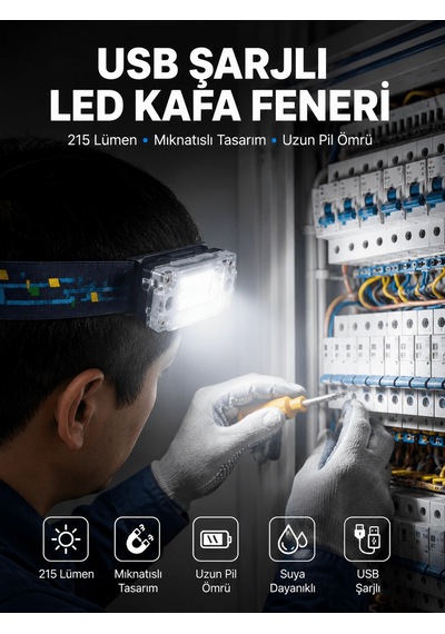 Kafa Lambası Led Fener Pratik Taşınabilir Ayarlanabilir Usb Şarjlı - 530