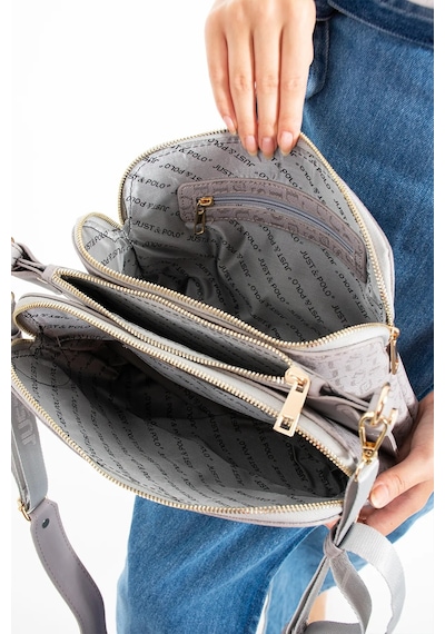 Just Polo Kadın 5 Bölmeli Büyük Boy Çapraz Omuz Çantası 232044mh Gri 18929578