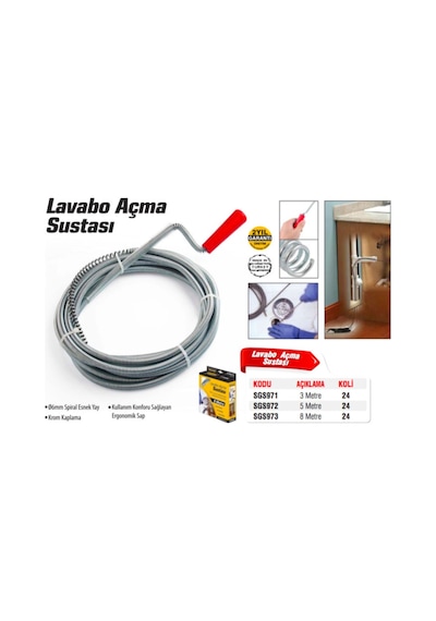 Lavabo Açma Sustası 3mt