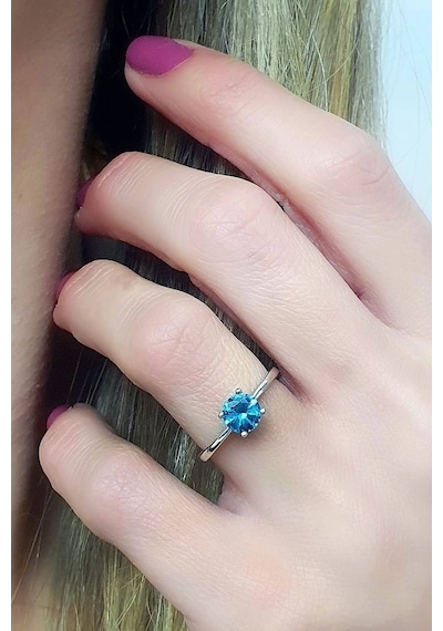 Sky Diamond Blue Creative Sapphire 925Ayar Gümüş Lüks Tek Taş Yü 12