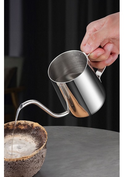 Çelik Ölçekli 350 Ml Ocak Üstü 7 Cup Fincan Espresso Sıcak Su İbriği Mt116 Gri