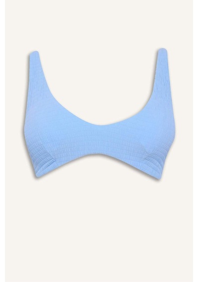 Defacto Regular Fıt Kırışık Dokulu Kumaş Mavi Bikini Üstü G3996ax26smbe552 Mavi-be552