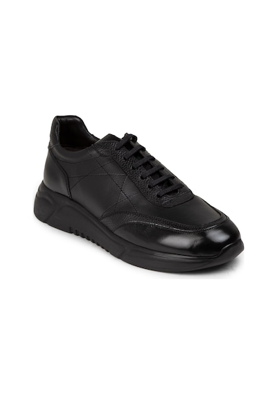 Deery Hakiki Deri Siyah Erkek Sneaker Ayakkabı - 01962Msyhe01 Siyah