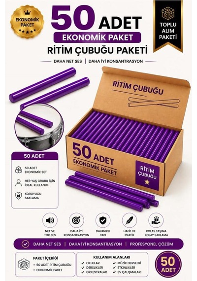 Midex Örf-bt-25prp-25x Mor Ritim Çubuğu Örf Aletleri Seti 25 Cm Karbon Fiber Toptan Paket 25 Çift Tek Renk