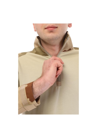 Single Sword Sword Dirsek Detaylı Polo Yaka Kadın&erkek Combat T-shirt Single Ç.kamuflaj