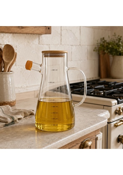 Ölçekli Cam Yağdanlık - 900 Ml Çok Renkli