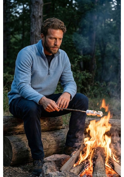 Buratti Slim Fit Yarım Fermuarlı Yumuşak Dokulu Şardonlu Kışlık Erkek Polar 59060011 Koyu Mavi