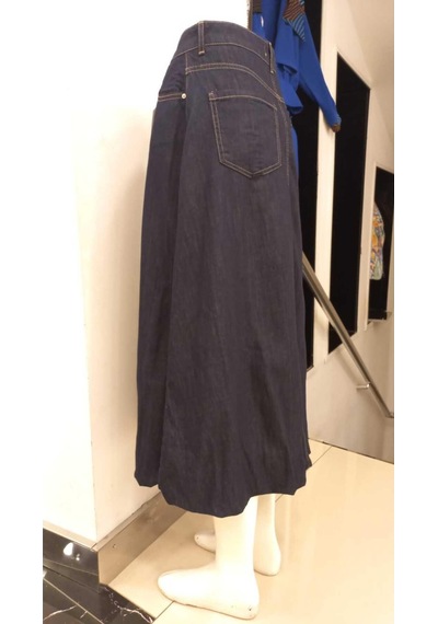 Dilvin Kadın Altı Büzgülü Uzun Denim Balon Etek-10678 Lacivert