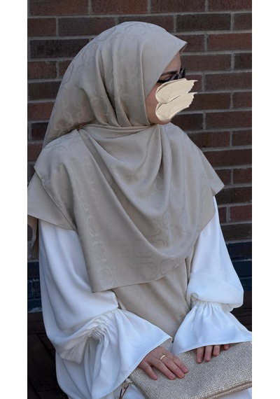 Qalortex Scarf Premium Jakarlı Mira B.boy Eşarp - Taş