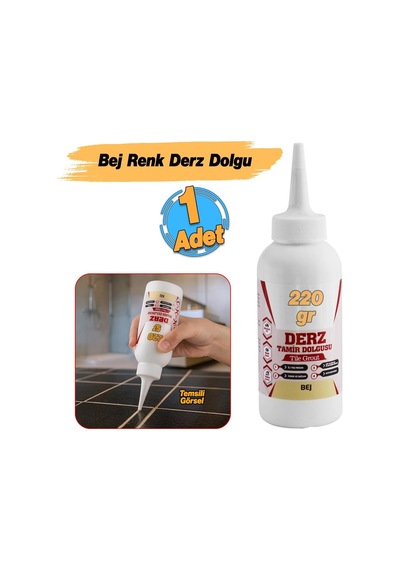 Hazır Derz Dolgu Fayans Seramik Mermer Yer Duvar İçin Tamir Derz Yenileme Dolgusu 220 Gr Bej Renk