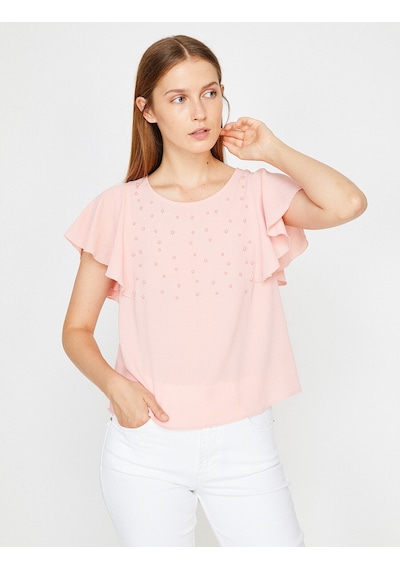Koton Boncuk Detaylı Bluz Pembe 8yak68504pw Gül