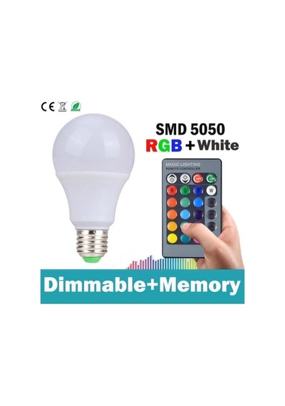 Uzaktan Kumandalı Renk Değiştiren Ampul Rgb 9W Beyaz Dahil 16 Ren