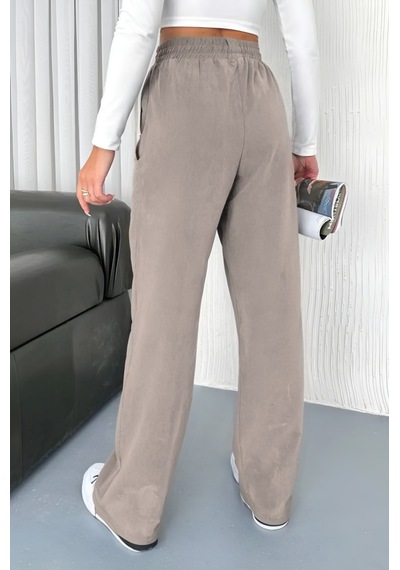 Feela Moda 2007 Bağcıklı Beli Lastikli Modal Çımalı Palazzo Kadın Pantolon Bej