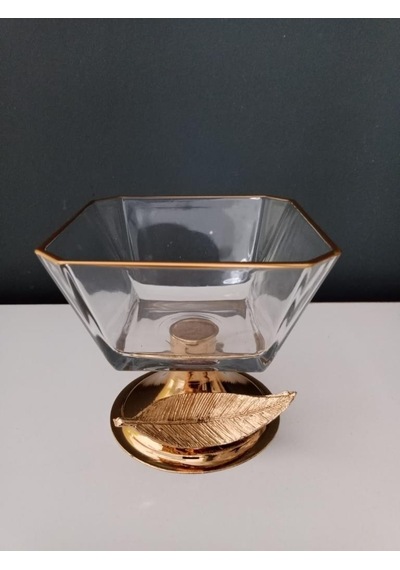 Selim Dekor Tüylü Kare 10 Cm Şekerlik Altın