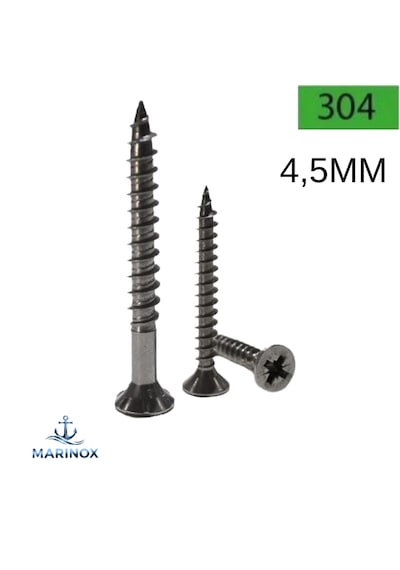 4,5 Mm Paslanmaz Sunta Ağaç Vidası Çeşitleri A2 Aısı 304 Kalite - 50 Adet 4.5 x 50 MM