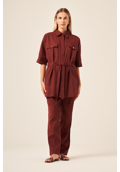 Ftz Women Kadın Keten Takım Bordo 31196 Bordo